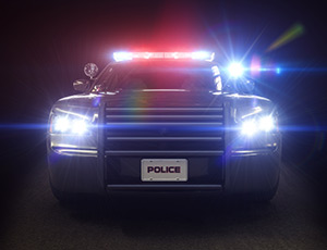 Police car with lights on